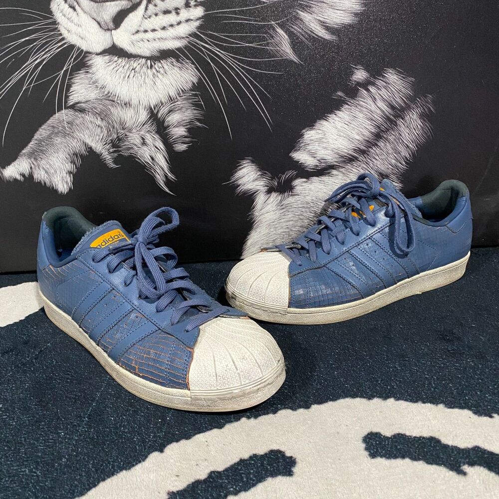 Adidas Superstar AQ8332 Athletic Sneaker Mens 10.5 Blue Leather Running Training